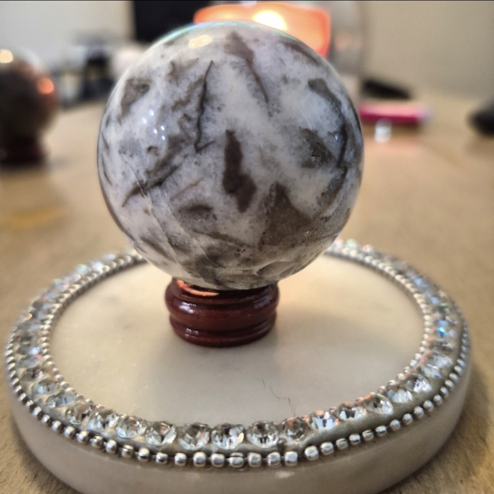 Natural Sphalerite Quartz Orb Sphere #1 - Picture 4 of 6